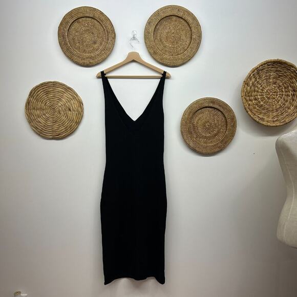Finders Keepers Neutral Black Low Back Knit Stretch Sleeveless Midi Dress Medium - Picture 3 of 7